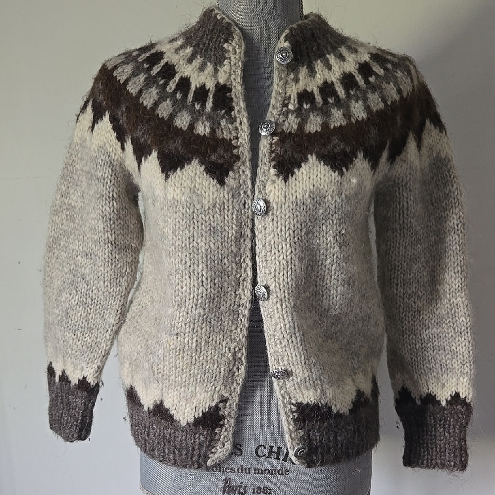 HILDA Icelandic Wool Fair Isle Nordic Handknit Sweater Sz XS-S